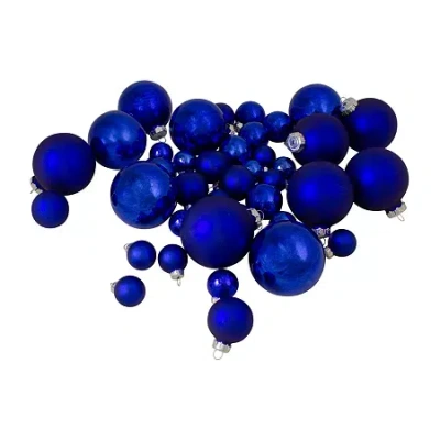 Northlight Multi Color Glass Ball 40-pc. Christmas Ornament In Blue