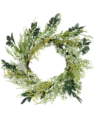 Northlight Multifarious Leaves 12 Inch Spring Artificial Wreath Shades Of Green