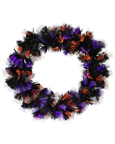 Northlight Multi-function Fiber Optic Artificial Halloween Wreath In Blue