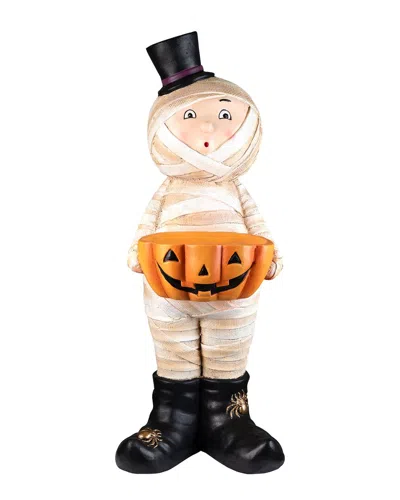 Northlight Mummy In Top Hat Holding Jack-o-lantern Candy Dish Halloween Decoration In Multi