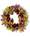 Northlight Mums & Pomegranates Artificial Fall Harvest Twig Wreath In Brown