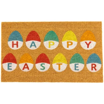 Northlight Natural Coir Happy Easter Egg Outdoor Doormat 18" X 30" In Multi