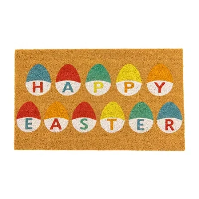 Northlight Natural Coir Happy Easter Egg Outdoor Rectangular Doormat In Multi