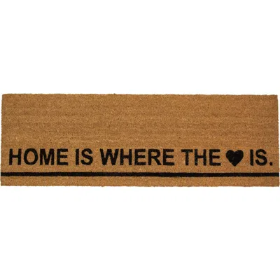 Northlight Natural Coir Outdoor Rectangular "home Is Where The Heart Is" Doormat 16" X 48" In Brown