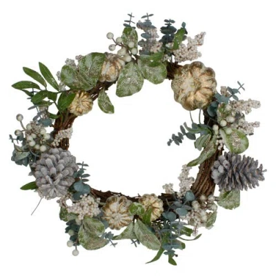 Northlight Neutral Colored Pumpkin And Pine Cones Fall Harvest Wreath In Multi