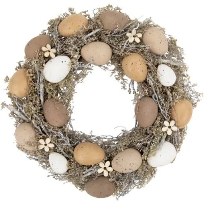 Northlight Neutral Earth Tones Small Speckled Egg Easter Twig Artificial Wreath In Brown