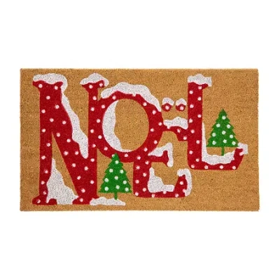 Northlight Noel Natural Coir Indoor Rectangular Doormat In Multi