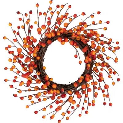 Northlight Orange Berries And Twig Artificial Fall Harvest Wreath 14- Inch, Unlit In Multi