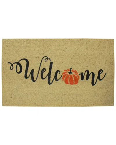 Northlight Orange Pumpkin Inwelcomein Fall Harvest Outdoor Doormat 18in X 30in In Beige