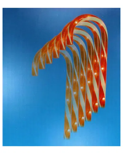 Northlight Pack Of 10 Lighted Outdoor Candy Cane Christmas Lawn Stakes Pathway Markers 12in In Red