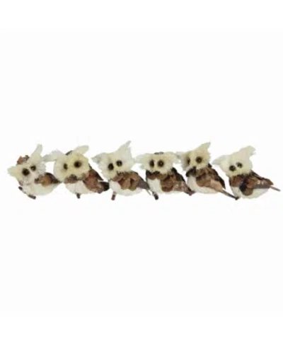 Northlight Pack Of 6 Holiday Moments Brown And Tan Owl Christmas Ornaments 2.75"