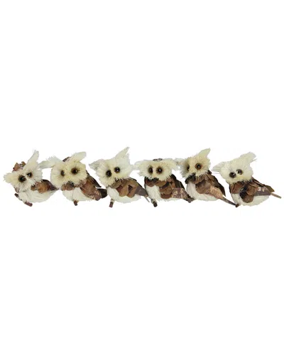 Northlight Pack Of 6 Holiday Moments Brown & Tan Owl Christmas Ornaments