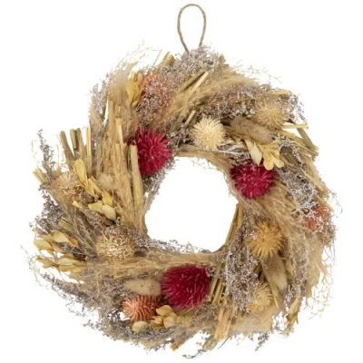 Northlight Pampas Grass And Dried Fall Harvest Floral Wreath In Gold