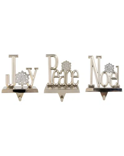 Northlight Peace, Joy & Noel Metal Christmas Stocking Holders In Silver