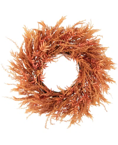 Northlight Peachy Pampas Grass Artificial Fall Harvest Wreath 24-inch In Pink