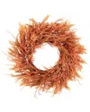 Northlight Peachy Pampas Grass Artificial Fall Harvest Wreath In Pink