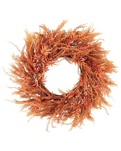 Northlight Peachy Pampas Grass Artificial Fall Harvest Wreath In Pink