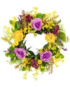 Northlight Peonies & Forsythia Wreath In Yellow