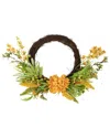Northlight Peonies Artificial Fall Harvest Twig Wreath 22" Unlit In Brown