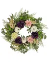 Northlight Peony And Pumpkin Artificial Fall Harvest Wreath 24" Unlit In White