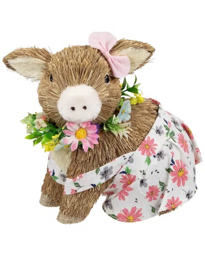 Northlight Piglet With Floral Dress Figurine In Brown