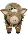 Northlight Piglet With Floral Wreath Figurine In Beige