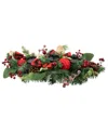 Northlight Pine Triple Candle Holder With Bows And Plaid Christmas Ornaments, 30" In Green