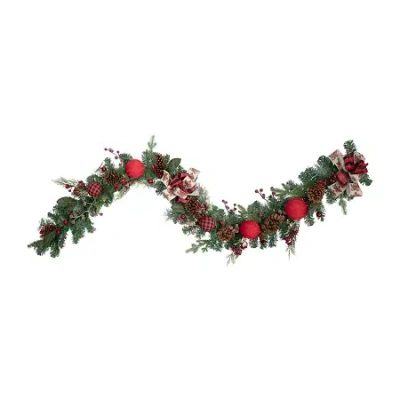Northlight Pine With Plaid And Bows Christmas Indoor Garland In Multi