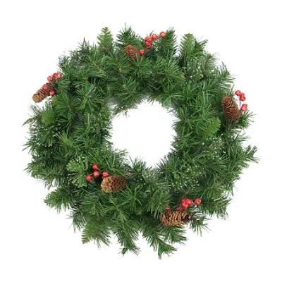 Northlight Pinecone And Berry 24" Pine Artificial Wreath In Green