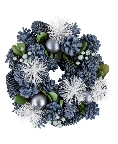 Northlight Pinecones Ornaments And Pine Needles Wreath In Blue