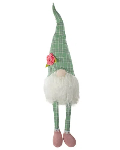 Northlight Plaid Spring Gnome Table Top Figure With Dangling Legs In Green