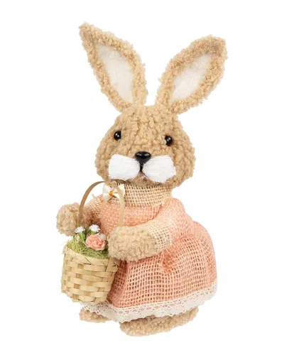 Northlight Plush Easter Rabbit Figurine With Basket In Beige