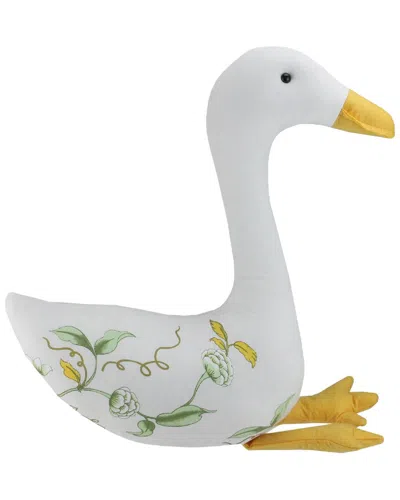 Northlight Plush Floral Goose Tabletop Decor In White