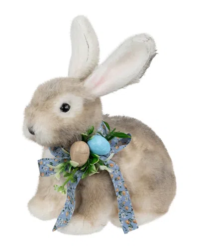 Northlight Plush Rabbit With Floral Bow Figurine In Brown