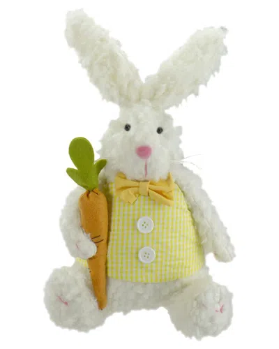 Northlight Plush Sitting Easter Bunny With Carrot Spring Figure In White