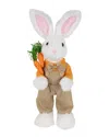 Northlight Plush Standing Boy Rabbit With Overalls Easter Figure In White