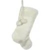 Northlight Polar Bear Faux Fur Christmas Stocking With Pom Poms In White