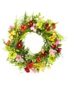 Northlight Poppy & Eucalyptus Spring Wreath In Green