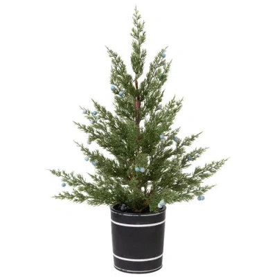 Northlight Potted Pine And Juniper Berry Artificial Christmas Tree In Green