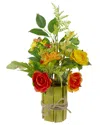 Northlight Potted Ranunculus & Rose Artificial Table Top Decoration In Orange