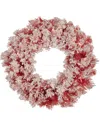 Northlight Pre-lit Flocked Artificial Christmas Wreath In Red