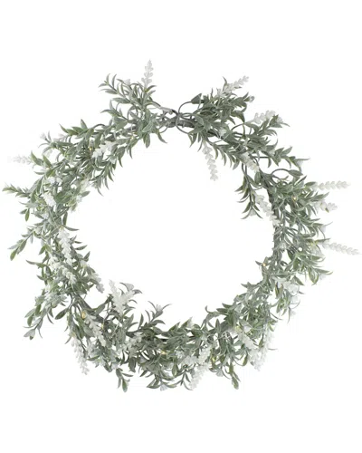 Northlight Pre-lit Battery Operated Lavender Wreath In Green