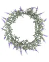 Northlight Pre-lit Battery Operated Ombre Lavender Spring Wreath In White
