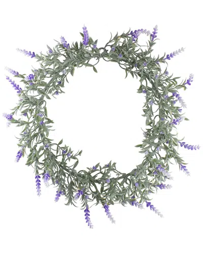 Northlight Pre-lit Battery Operated Ombre Lavender Spring Wreath In White