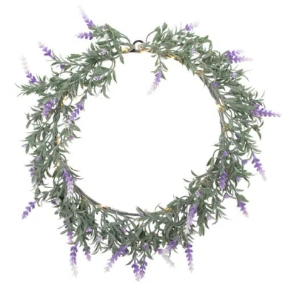 NORTHLIGHT NORTHLIGHT PRE-LIT BATTERY OPERATED OMBRE LAVENDER SPRING WREATH