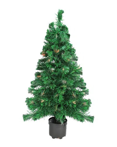 Northlight Pre-lit Color Changing Fiber Optic Artificial Christmas Tree In Green