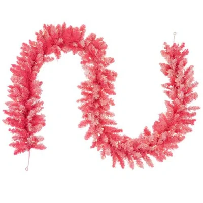 Northlight Pre-lit Flocked Artificial Christmas Garland In Pink