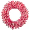Northlight Pre-lit Flocked Pink Artificial Christmas Wreath In Pink