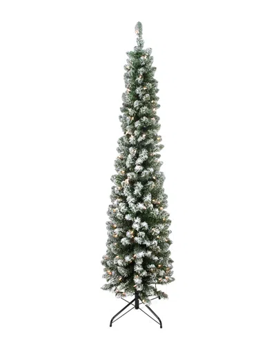 Northlight Pre-lit Flocked Traditional Green Pine Pencil Artificial Christmas Tree