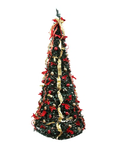Northlight Pre-lit Gold & Red Decorated Pop-up Artificial Christmas Tree